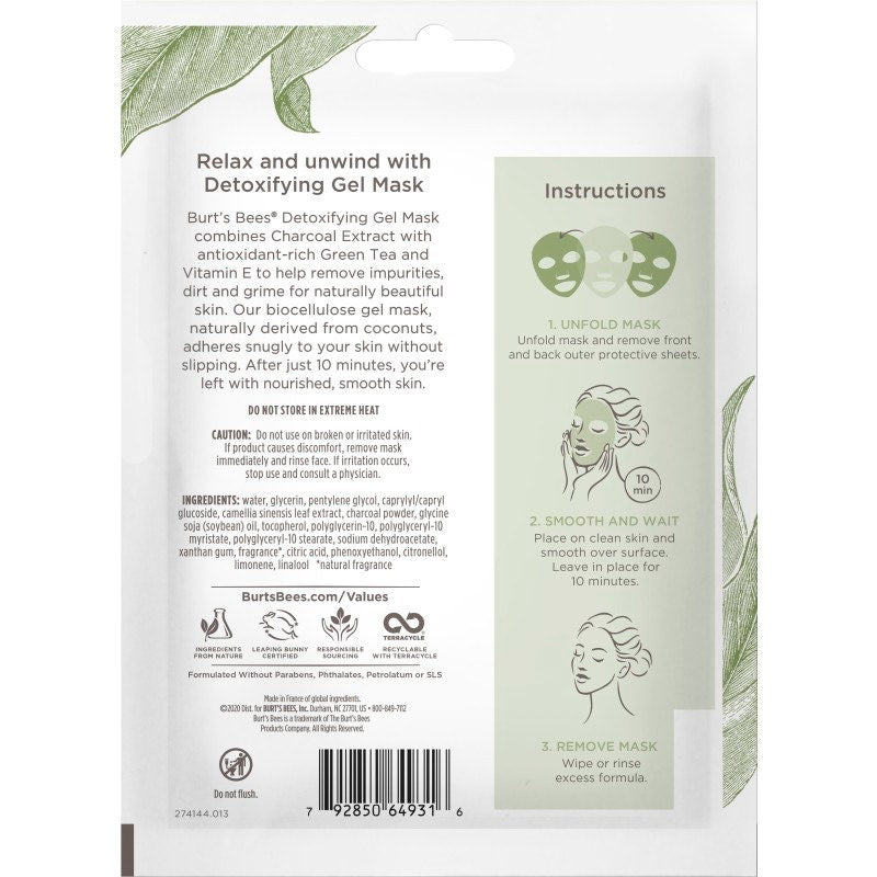 Detoxifying Biocellulose Gel Mask with Charcoal & Green Tea O6